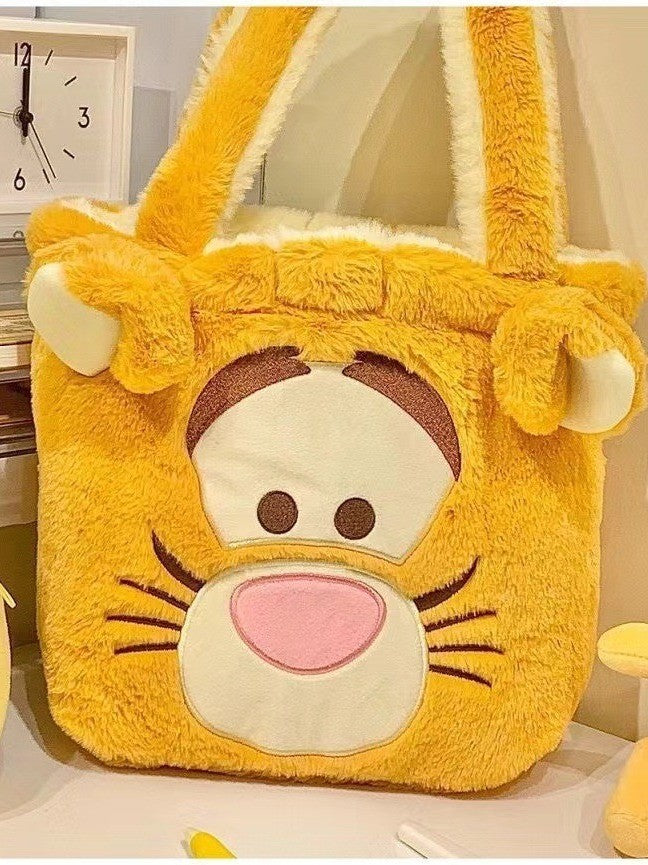 Disney Winnie Bear Turn Into Tigger Plush Handbag Cartoon Reversible Lotso Change To Alien Plush Doll Bag Xmas Women Girls Gift