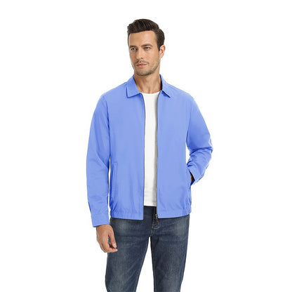 MAGCOMSEN Men's Zip-Front Golf Jacket Spring Summer Casual Jacket Solid Color Turn-down Collar Outerwear Hiking Fishing Travel