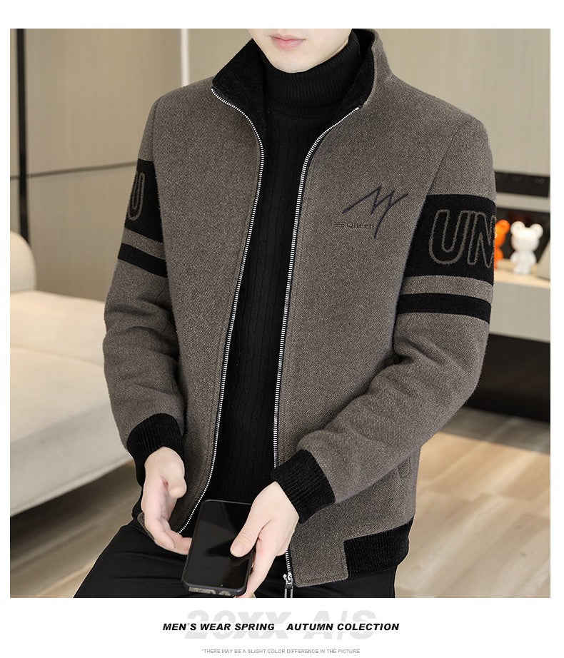 Men'S Thicken High collar Jacket Winter Warm Jackets For Men Fleece Long Sleeve Coat Man Casual Coats Men's woolen overcoat