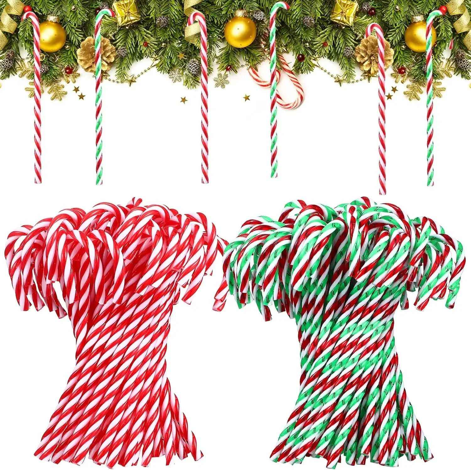 20pcs Christmas Candy Canes Acrylic Xmas Tree Hanging Crutch Pendant New Year  Party Home Decoration Ornaments Gifts