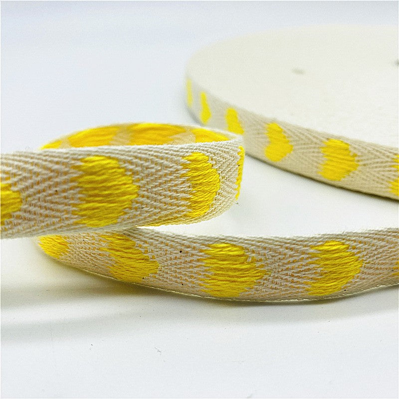 5yards/Lot 15mm 100% Cotton Ribbon Heart Handmade Hserring Bone Ribbon For Apparel Sewing Fabric DIY Christmas Decoration