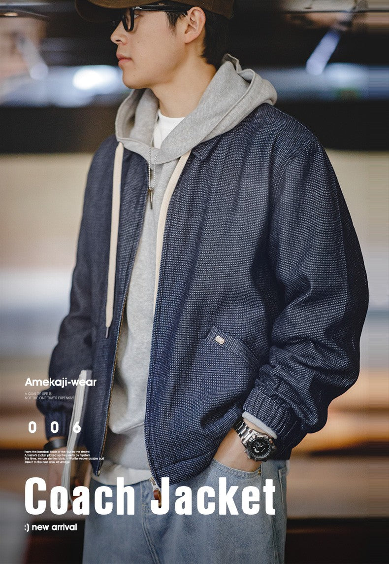 Maden American New Spring And Autumn Retro Denim Jacket Cityboy Amekaji Style Loose Lapel Jacket Men’s Fashion Short Blue Coats