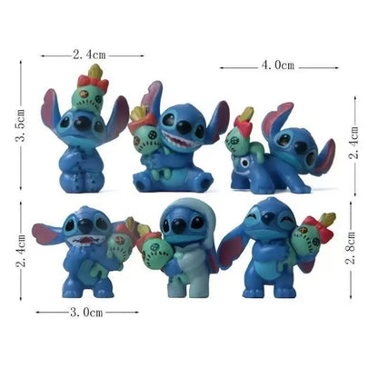 6 Peças Lilo & Stitch Desenho Animado Modelo de Boneco Coleção Anime Enfeite de Mesa Decoração de Bolo de Aniversário Brinquedos Infantis Presentes