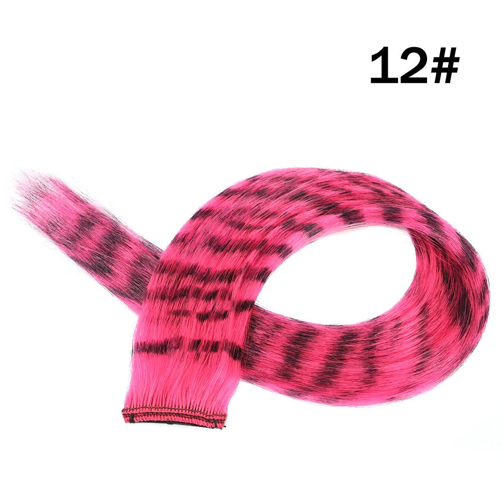 Aplique de Cabelo Sintético 18" Longo Liso Feminino de Alta Temperatura Clip In Extensão de Cabelo Peruca de Pena Azul Rosa Colorido