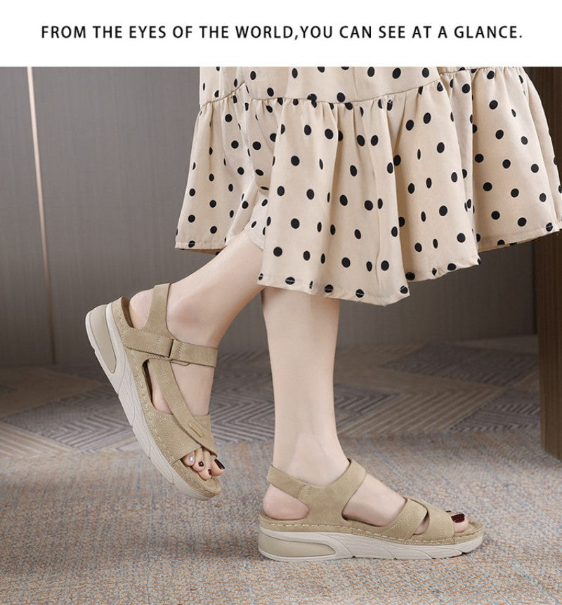 Sandal Lightweight Casual Sporty Comfortable Thick-Soled Velcro Versatile Fashion Trend Breathable National Style Wear-Resistant