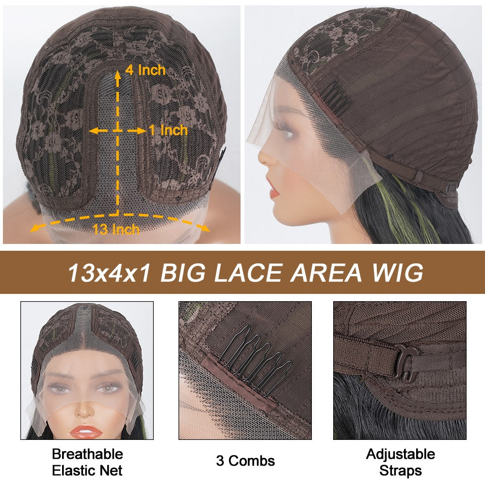 Peruca frontal de renda 13X6 preta com destaque loiro vermelho peruca sintética 13x4 pré-selecionada com linha do cabelo peruca frontal de renda feminina