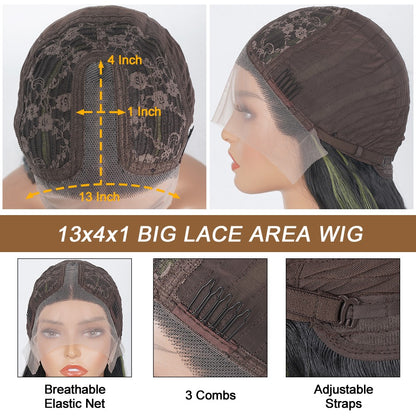 Peruca frontal de renda 13X6 preta com destaque loiro vermelho peruca sintética 13x4 pré-selecionada com linha do cabelo peruca frontal de renda feminina