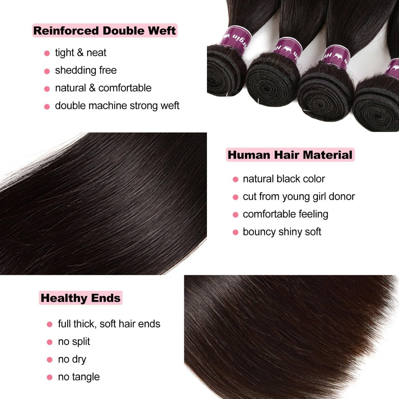 30 32 Polegadas Lisos 16A Cachos 1 3 4 Pacotes Cabelo 100% Humano Cabelo Brasileiro Tecer Extensões de Cabelo Virgem Cabelo Cru