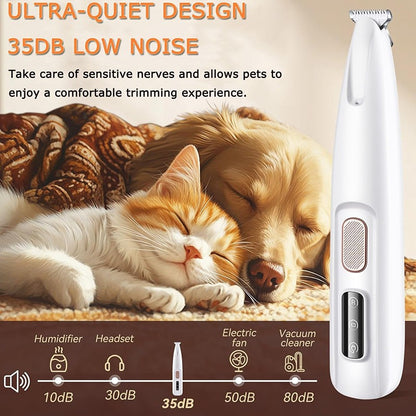 Electric Paw Trimmer For Dogs & Cats Quiet Rechargeable Clipper With LED Light For Ears Face Multifunctional Pet Grooming Tool