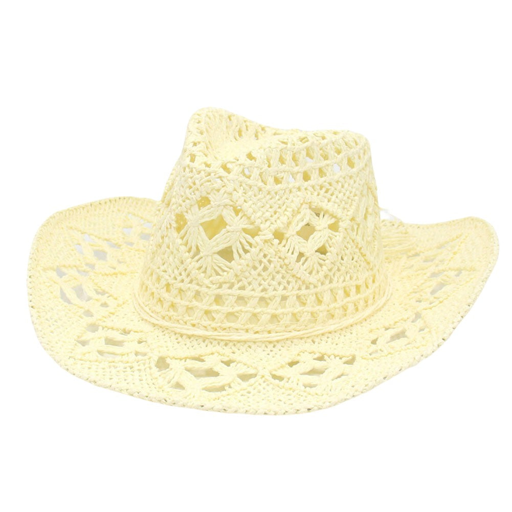 Chapéus de Sol Femininos de Praia de Verão com Lantejoulas de Estrela da Lua, Estilo INS, Chapéu de Sol de Palha Vazado Boêmio Ocidental Estilo Cowgirl