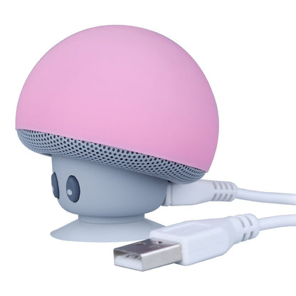 Mini Bluetooth Speakers Cute Mushroom Design Portable Wireless Sound Box For PC Suction Cup Phone Holder Walkman for Girls Pink