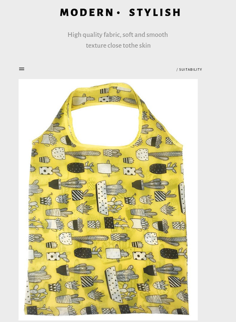 Reusable Shopping Bag Nylon Foldable Grocery Bag Creative Eco-Friendly Tote Bag Lightweight and Durable