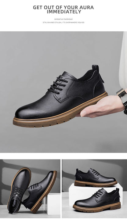 52/2000  CLOHOO handmade men's shoes business casual leather shoes breathable soft sole comfortable classic lace-up men's shoes