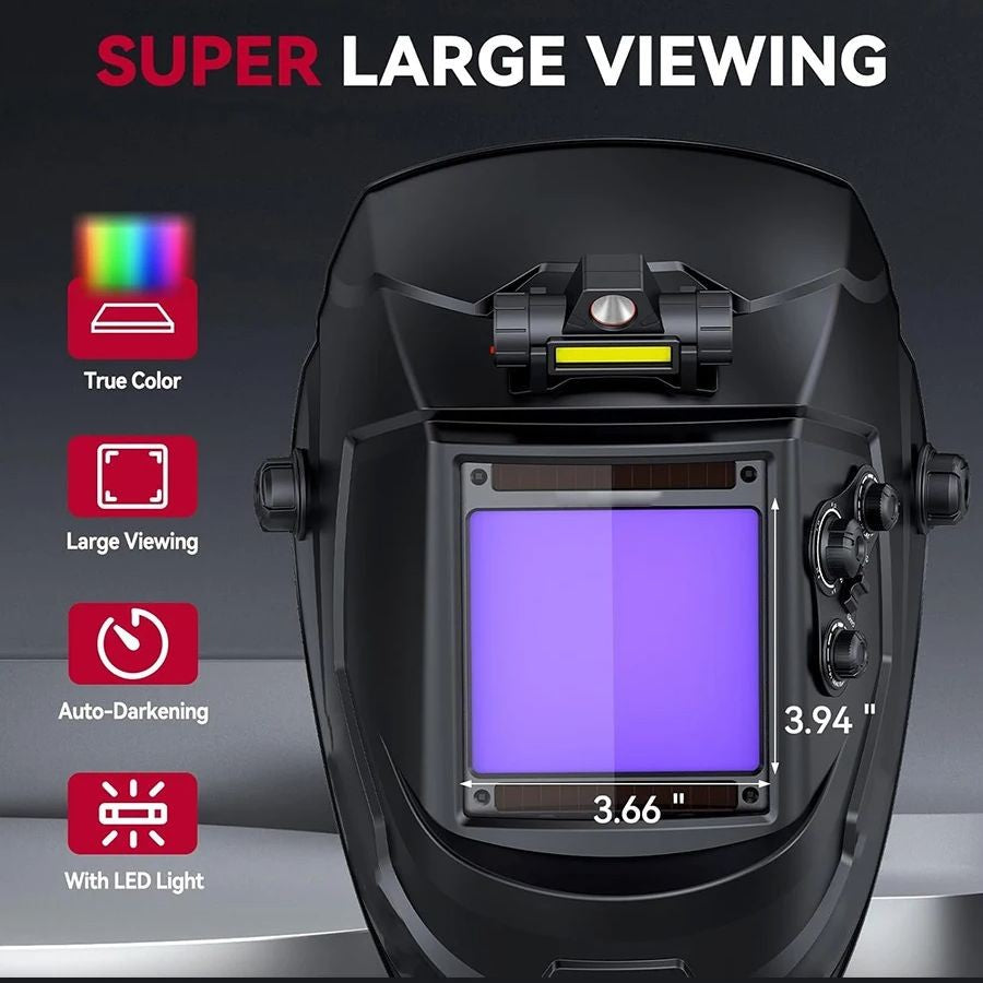 Capacete de solda automático de visão ampla com escurecimento automático, tonalidade 4-9/9-13 para corte e desbaste TIG MIG ARC