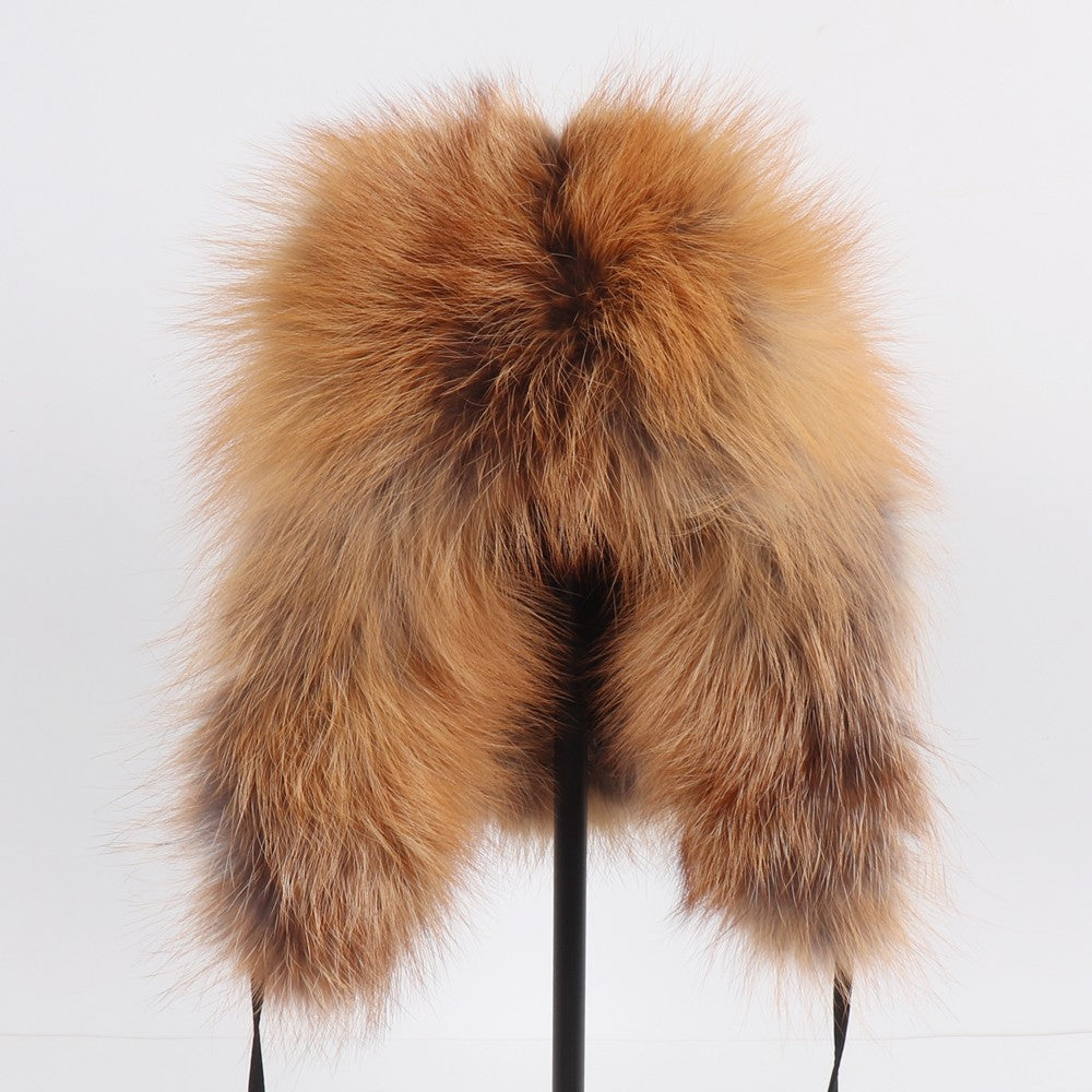 2025 Novo Chapéu Feminino Ushanka Russo de Pele de Raposa Natural Inverno Grosso Quente Orelhas Moda Chapéu Bomber Senhora Gorro Genuíno de Pele de Raposa Real