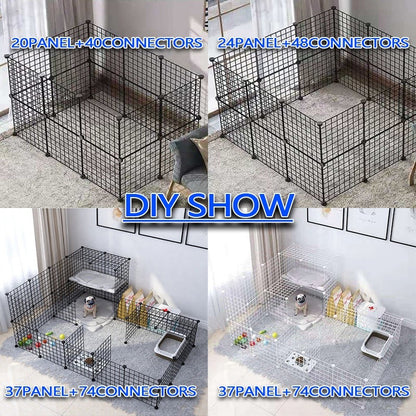 Gaiola DIY para Gatos de Estimação Grande Casa Interior Grande Exterior Casa Grande para Gatos Vila Multi Porta e Janela Dobrável Destacável Casa Grande