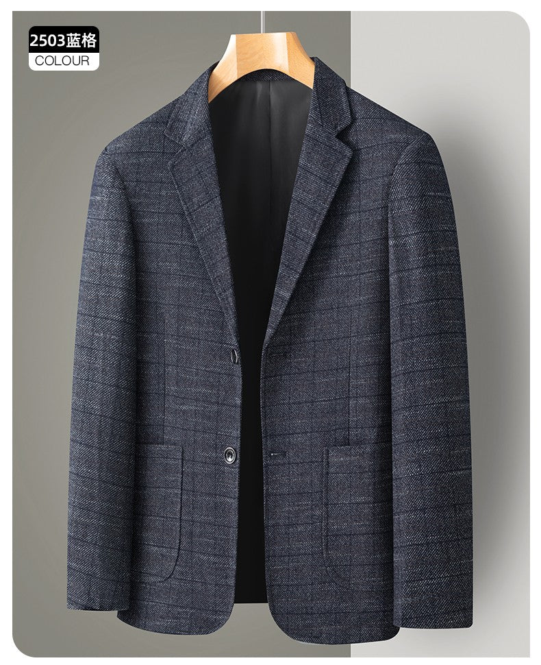 New Men's Blazer Fashion Middle-aged Business Casual Professional Wear Casual Loose British Style Sub-trend Four Seasons Suit