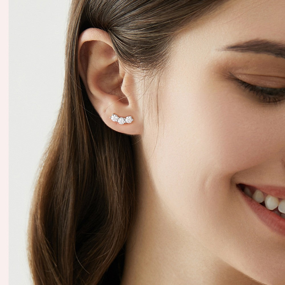 Real D Color Moissanite Diamond Earrings GRA Certified 925 Sterling Silver Sparkling Smile Stud Earrings for Women Jewelry Gift