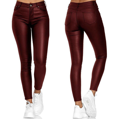 2025 Fashion Faux Leather Pants Women's Sexy Stretch Casual Leggings Solid  Leather Bodycon Pencile Pants For Women Streetwear