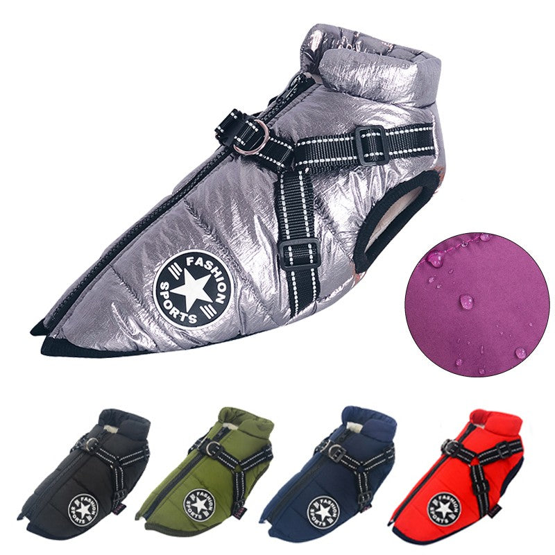 Jaqueta de Inverno Quente para Cães Grandes com Peitoral Impermeável, Casaco para Cães Grandes, Labrador, Chihuahua, Bulldog Francês, Roupas para Cães ao Ar Livre
