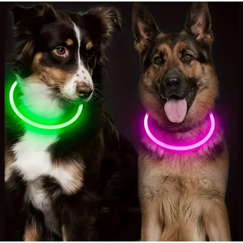 Coleira LED para Cães para Segurança Noturna Coleira Brilhante Recarregável para Pets com 3 Modos Alta Visibilidade para Gatos e Cães em Passeios Noturnos