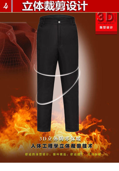 Mens Duck Down Padded Pants High Waist Men's Winter Business Pants Warm White Duck Down Padded Trousers Male Black PT-406