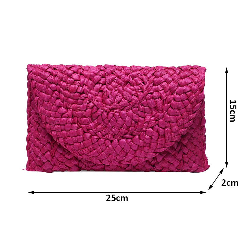 Yogodlns Corn Husk Weave Dinner Clutch Bag Women's Fashion Simple Straw Large Purse Woman Summer Casual Vacation Ladies Wallet