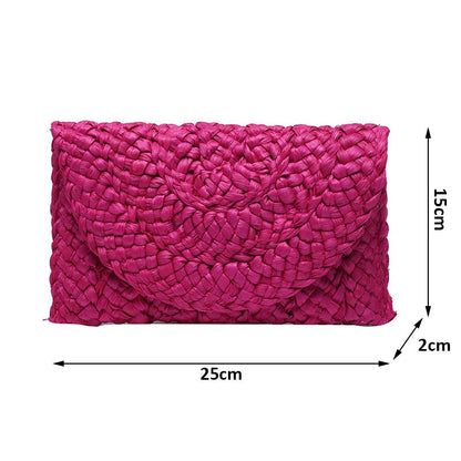 Yogodlns Corn Husk Weave Dinner Clutch Bag Women's Fashion Simple Straw Large Purse Woman Summer Casual Vacation Ladies Wallet