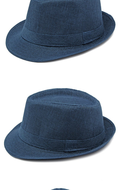 Middle-aged Spring and Summer Outdoor Sun Protection Hat Beach Top Hat Female Casual Retro Jazz Linen Hat  Fedoras for Man Party