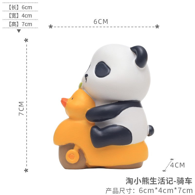 Estatuetas de panda de desenho animado para a mesa da sala de estar decorações fofas para casa artesanato em resina presentes criativos para alívio do estresse no escritório