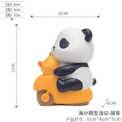 Estatuetas de panda de desenho animado para a mesa da sala de estar decorações fofas para casa artesanato em resina presentes criativos para alívio do estresse no escritório