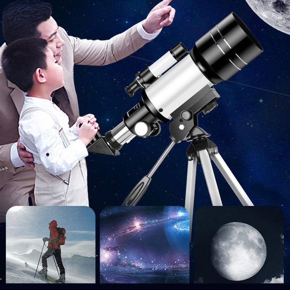 Telescópio para Adultos e Crianças 300mm Telescópio Portátil 15X-150X Telescópio Astronômico Refrator Presentes para Iniciantes em Astronomia