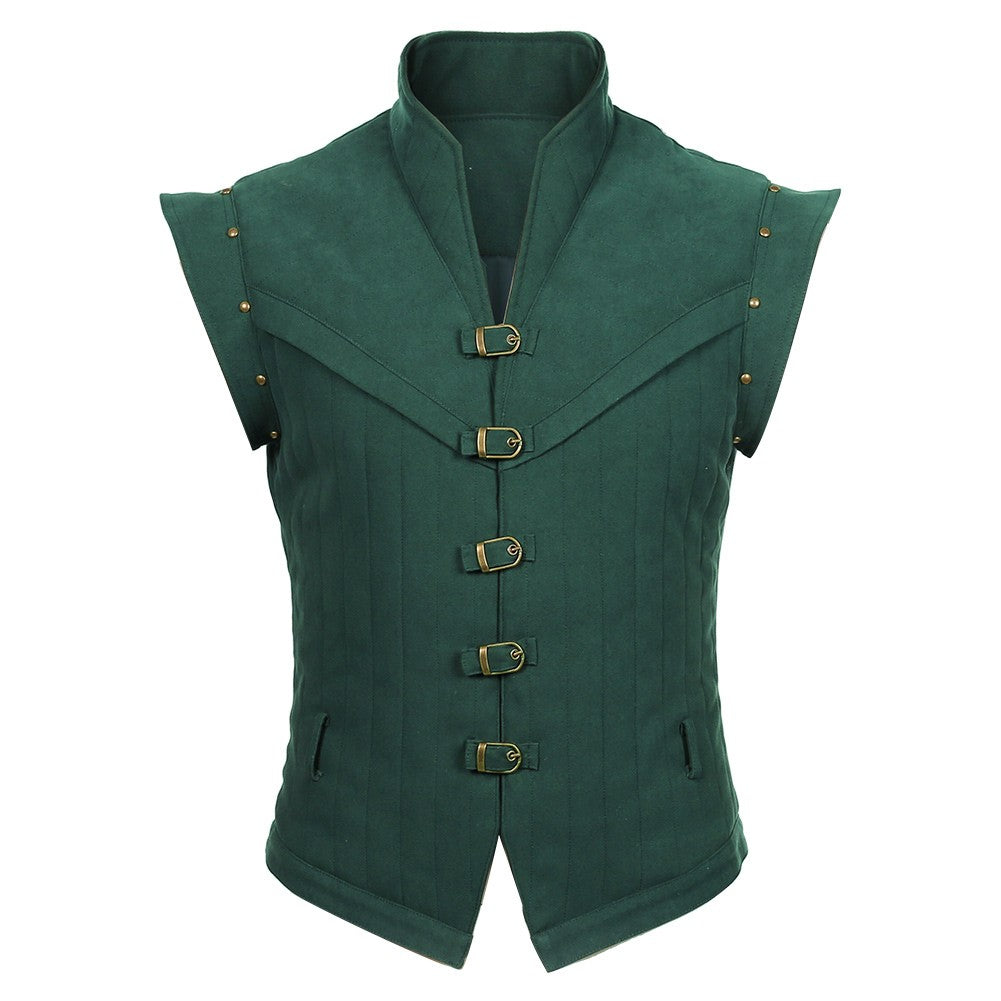 New prince role-playing rider fantasy costume adult dress uniform vest pants belt set green Halloween carnival costume