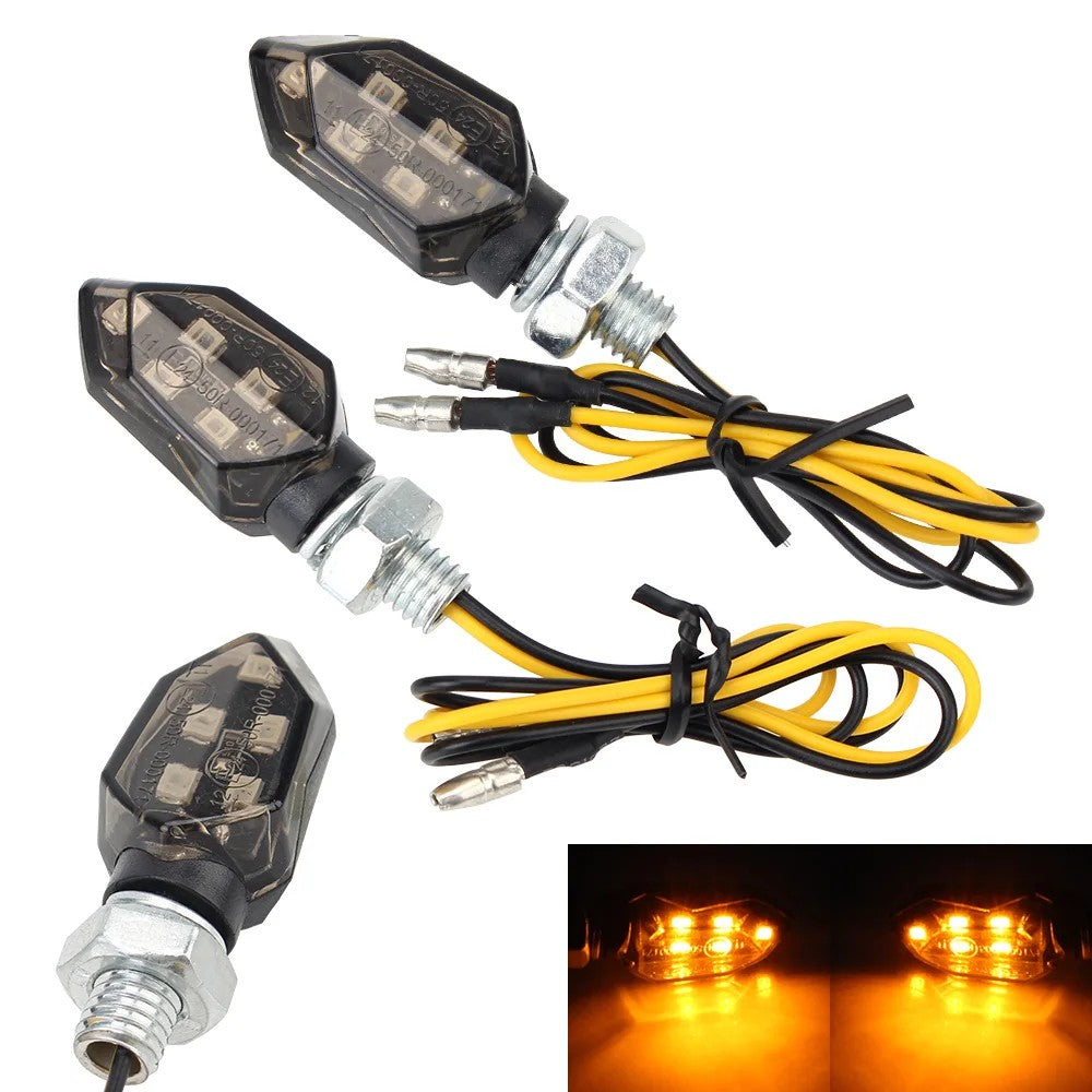 Luz de pisca LED para motocicleta, mini indicadores, luz universal, âmbar super brilhante, lâmpada pisca-pisca