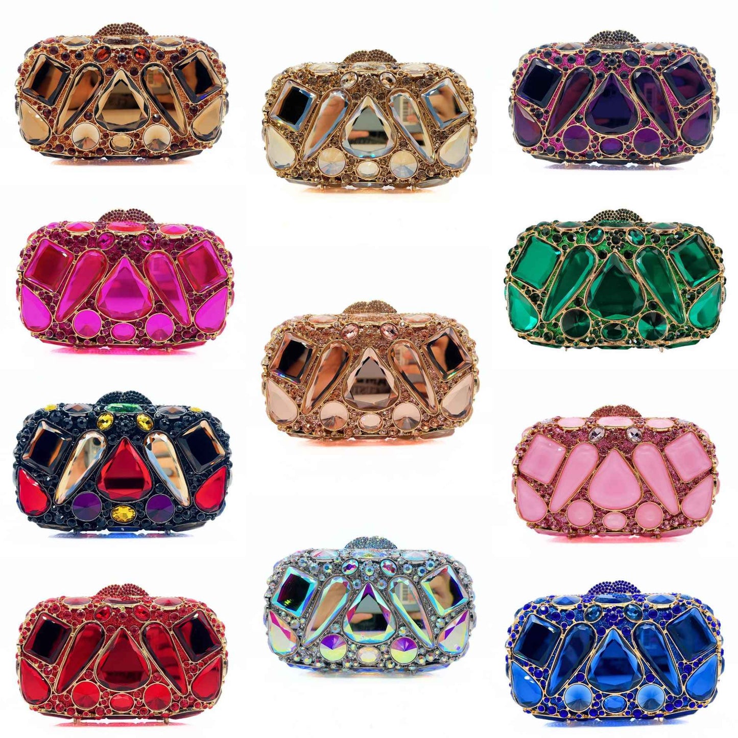 XIYUAN Luxury Women Red Crystal Clutch Purse Bag Evening Bags Wedding Bride Rhinestone Purses For Party Dinner Diamond Handbags