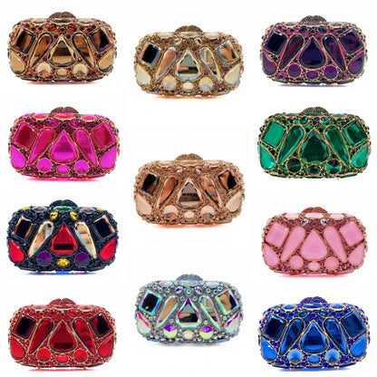 XIYUAN Luxury Women Red Crystal Clutch Purse Bag Evening Bags Wedding Bride Rhinestone Purses For Party Dinner Diamond Handbags