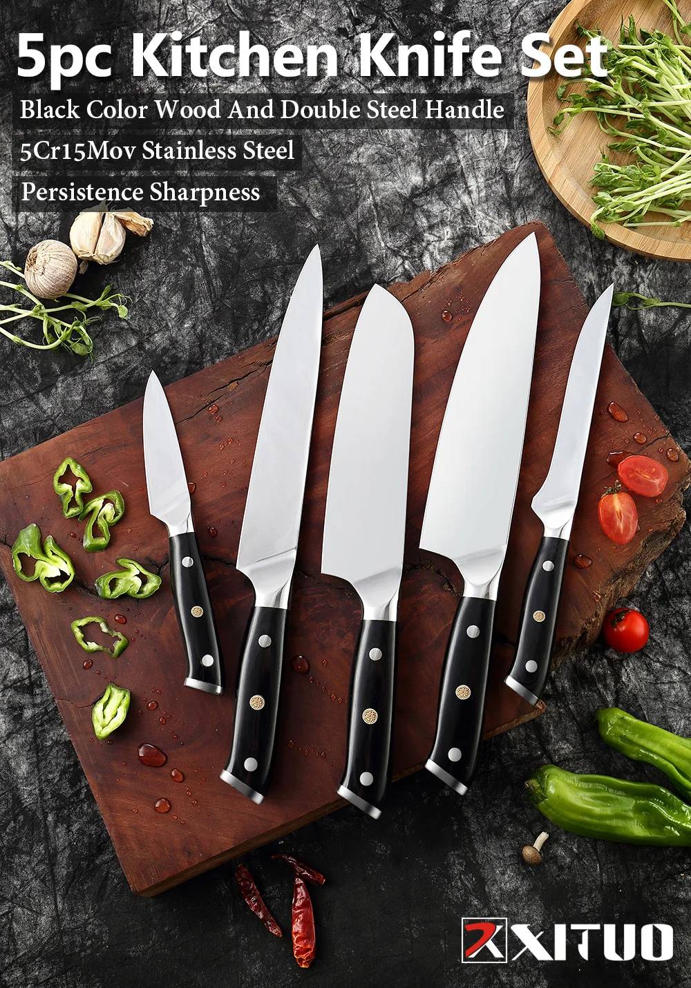 Conjunto de Facas de Cozinha XITUO Super Aço Alemão Faca do Chefe Faca Santoku Japonesa Faca Utilitária Cutelo Faca de Fatiar Descascar Nova Ferramenta de Culinária
