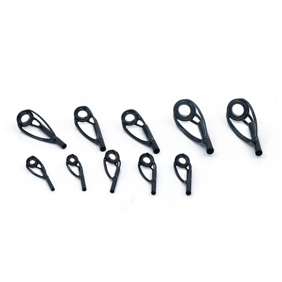 FishTrip Fishing Rod Guide Tip Repair Kit Black Top Tip Replacement 5-50pcs Stainless Steel Frame Ceramic Ring Building Repair