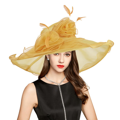 Women Church Hats 2025 Luxury British Top Hats for Elegant Women for Sun Beach Hat Kentucky Tea Party Derby Hats S10-3609
