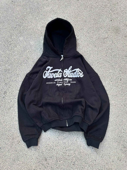 American style Y2K New Fashion Simple Black Oversized Zipper Hoodie Female Harajuku Gothic Casual Joker Couple Street Wear