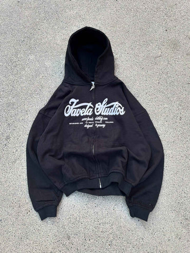 American style Y2K New Fashion Simple Black Oversized Zipper Hoodie Female Harajuku Gothic Casual Joker Couple Street Wear