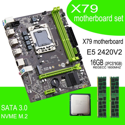 Conjunto de placa-mãe Qiyida X79 E5 2420V2 2*8GB=16GB DDR3 kit combinado de memória NVME SATA 3.0 M ATX Servidor E5 V32