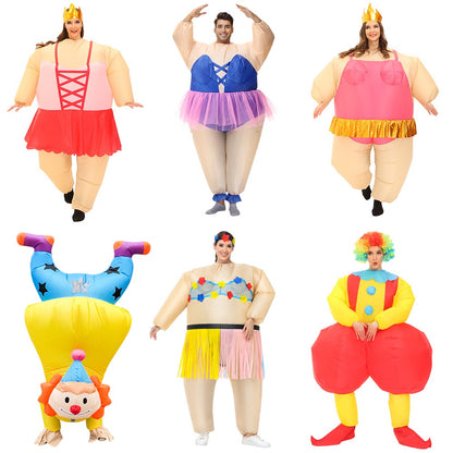 Hot Adult Blue Purple Ballet Dress Inflatable Costume Suit Anime Carnival Purim Halloween Party Cosplay Costume for Man Woman