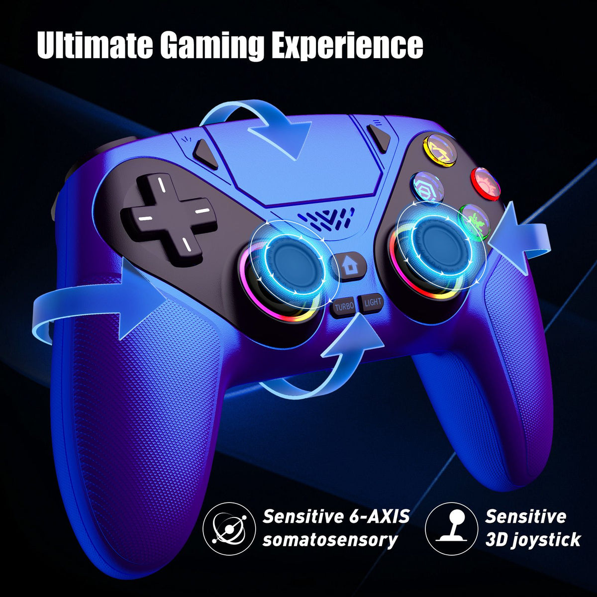 Controller For Playstation 5 PS5/PS5 Pro/Slim/PC,RGB Wireless Gamepad W/Hall Effect Trigger Marco/Turbo Anti-Drift Game Joystick