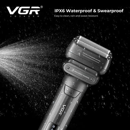 VGR Shaver Professional Beard Trimmer Waterproof Razor 9000 RPM Electric Shaving Machine Reciprocating LED Shaver for Men V-368
