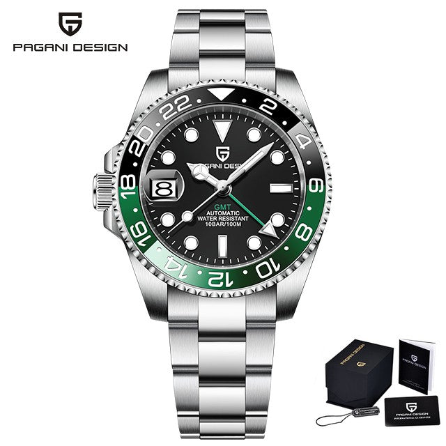 PAGANI DESIGN V3 Versão Relógios GMT Masculino Luxo Safira Relógio Automático Mecânico 40MM Aço Inoxidável À Prova D' Água