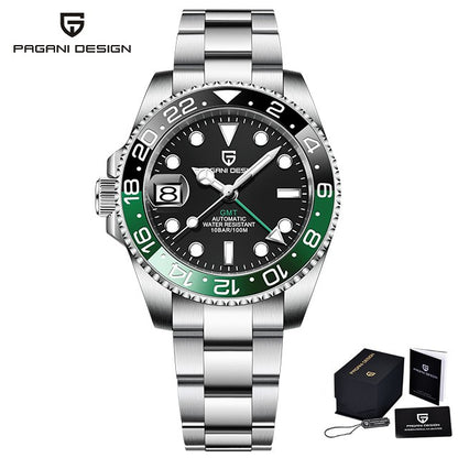 PAGANI DESIGN V3 Versão Relógios GMT Masculino Luxo Safira Relógio Automático Mecânico 40MM Aço Inoxidável À Prova D' Água