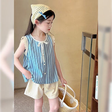 Korean Children's Clothes 2025 Top Elementary Student Girl Clothing Setup Girls From 8 12 Years Old Summer Sets Set Child Set