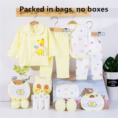 Lawadka 18piece/lot Newborn Baby Clothes For Girls Boys Sets 100% Cotton Infant Spring Autumn Soft Boy Clothing New born Hat Bib