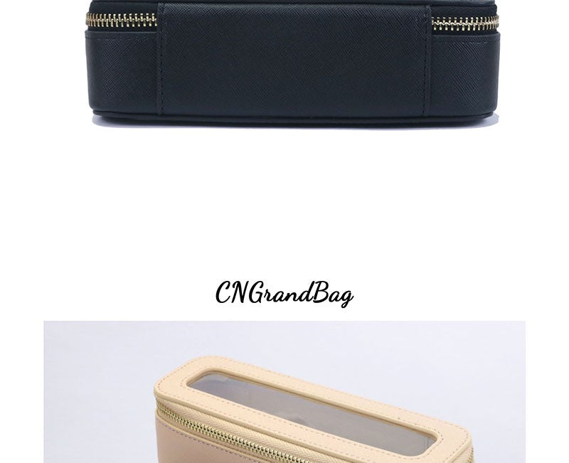 Free Custom Name Genuine Leather Travel Cosmetic Bag Set Colorful Classic Saffiano Portable Wash Bag for Women